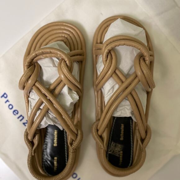 NWT Women’s Proenza Schouler Fabri Cable Sandal Flat Khaky Beige Sz US 7 EU 37 - Picture 6 of 15